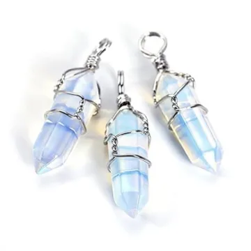 Lab Created White Opal Drop Pendant Necklace - Energy Healing Jewelry