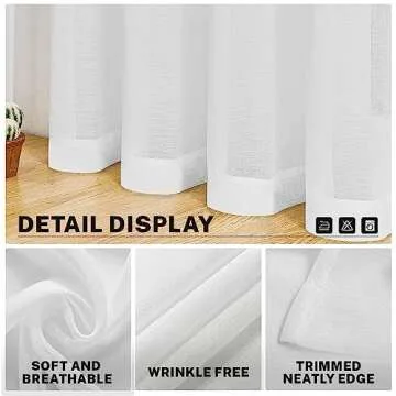 MRTREES Sheer White Curtains Living Room 54 inches Long Curtain Sheers Bedroom Voile Panels Drapes Rod Pocket Light Filtering Basement Window Treatments 2 Panels