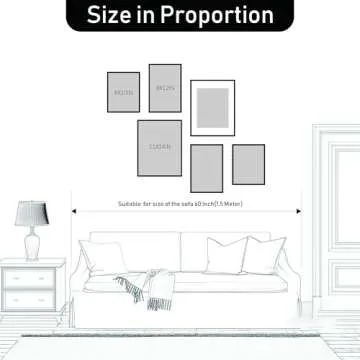 ArtbyHannah Framed Wall Art for Living Room, 6 Pieces Boho Botanical Wall Art with Blue Orange Tropical Plants and Color Blocks for Wall Decor, Multi Sizes