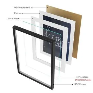 ArtbyHannah Framed Wall Art for Living Room, 6 Pieces Boho Botanical Wall Art with Blue Orange Tropical Plants and Color Blocks for Wall Decor, Multi Sizes