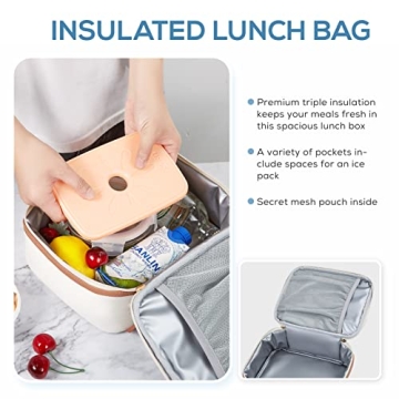 TOURIT Insulated Lunch Bag Stylish Portable Food Container