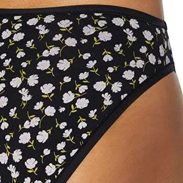Amazon Essentials Women's Cotton High Leg Brief Underwear (Available in Plus Size), Pack of 6, Ditsy Floral/Dots/Multicolor, Large