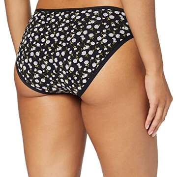 Amazon Essentials Women's Cotton High Leg Brief Underwear (Available in Plus Size), Pack of 6, Ditsy Floral/Dots/Multicolor, Large
