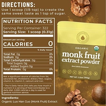 NatriSweet Organic Monk Fruit Extract Sweetener 3.5 oz