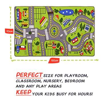 Large Kids Carpet Play Mat Rug for Playroom, 36'' x 60'’ City Life with Road Traffic Car Rug Mat, ...