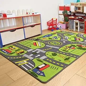 Large Kids Carpet Play Mat Rug for Playroom, 36'' x 60'’ City Life with Road Traffic Car Rug Mat, Learning and Educational Play Rugs Great for Kids Bedroom Play Room Boy Room Decor