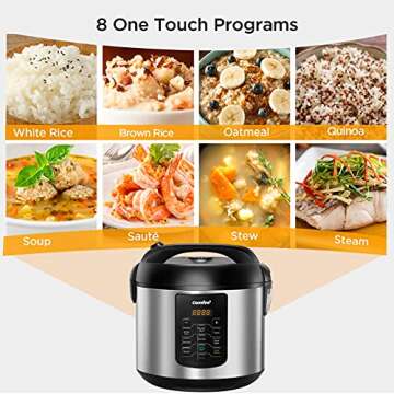 COMFEE' Rice Cooker 10 Cup Uncooked/20 Cup Cooked, 5.2 QT Large Capacity with 8 One-Touch Programs