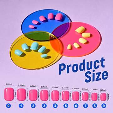 TsMADDTs Press on Nails, 720PCS Short Round Fake Nails with Glue, Files, Tweezer for Women DIY at Ho...