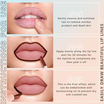 HOSAILY 3 Colors Peel Off Lip Liner Set - Long Lasting Lip Makeup