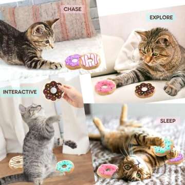 6 Pack Donut Cat Catnip Toys Kitten Chew Knickknack Sprinkles Interactive Pillows Teeth Grinding Catmint Plush Plaything Kitty Birthday Ideas Supplies 4 Inches