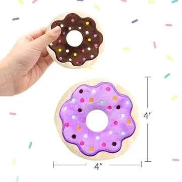 6 Pack Donut Cat Catnip Toys Kitten Chew Knickknack Sprinkles Interactive Pillows Teeth Grinding Catmint Plush Plaything Kitty Birthday Ideas Supplies 4 Inches