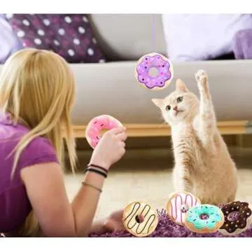 6 Pack Donut Cat Catnip Toys Kitten Chew Knickknack Sprinkles Interactive Pillows Teeth Grinding Catmint Plush Plaything Kitty Birthday Ideas Supplies 4 Inches