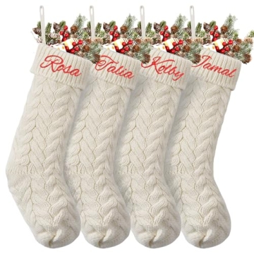 Munidow Personalized Christmas Stockings - Custom Name, Large 18" Knitted