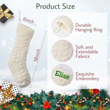 Custom Name Christmas Stockings Large 18" Knitted Personalized