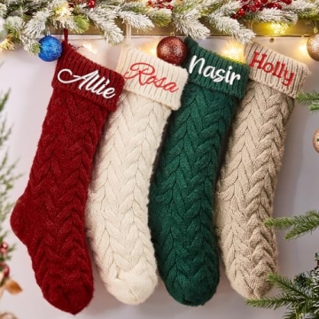 Custom Name Christmas Stockings Large 18" Knitted Personalized