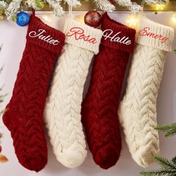 Custom Name Christmas Stockings Large 18" Knitted Personalized