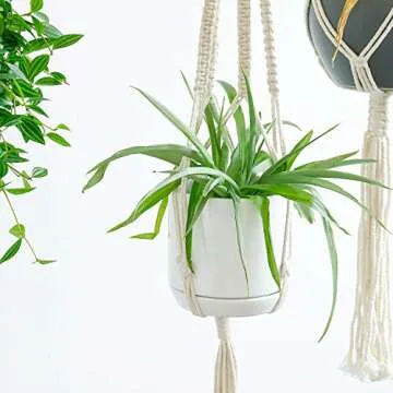 POTEY White Planters Pots for Plants Indoor - 5.1 + 4.2 Inch Modern Home Decor Glazed Ceramic Flowerpot Bonsai Container with Drainage Holes & Saucer 053101, Plants Not Included