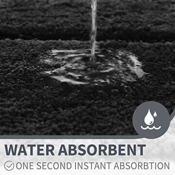 GRANNY SAYS Black Bathroom Rug, Non Slip Bath Mats for Bathroom, Super Soft and Water Absorbent, Microfiber Bath Rugs, Machine Wash Dry, Bathroom Rugs for Bathroom Floor, Tub and Shower, 16" x 24"