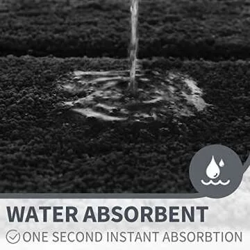 GRANNY SAYS Black Bathroom Rug, Non Slip Bath Mats for Bathroom, Super Soft and Water Absorbent, Microfiber Bath Rugs, Machine Wash Dry, Bathroom Rugs for Bathroom Floor, Tub and Shower, 16" x 24"