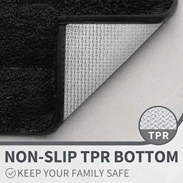 GRANNY SAYS Black Bathroom Rug, Non Slip Bath Mats for Bathroom, Super Soft and Water Absorbent, Microfiber Bath Rugs, Machine Wash Dry, Bathroom Rugs for Bathroom Floor, Tub and Shower, 16" x 24"