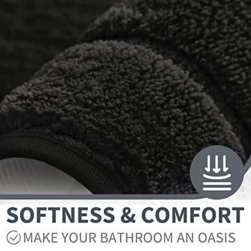 GRANNY SAYS Black Bathroom Rug, Non Slip Bath Mats for Bathroom, Super Soft and Water Absorbent, Microfiber Bath Rugs, Machine Wash Dry, Bathroom Rugs for Bathroom Floor, Tub and Shower, 16" x 24"