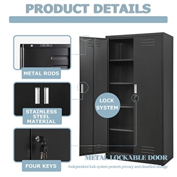 YEEZER Metal Storage Cabinet with Lockable Design and Shelves