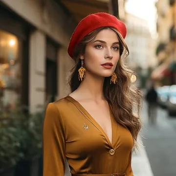 Stylish Jeicy Women's Beret Hats with Silk Scarf Brooch