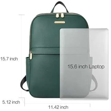 BOSTANTEN Genuine Leather 15.6 inch Laptop Backpack Purse for Women College Casual Backpack Travel Bag Daypack Green