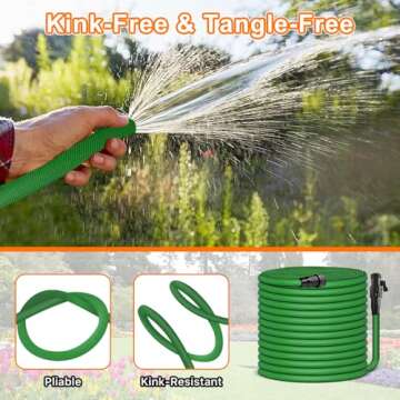 DLOCVN 75FT Pliable Water Hose - Ergonomic, Durable, Green