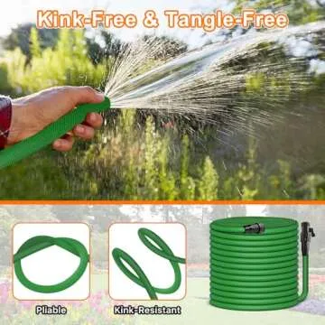 DLOCVN 75FT Pliable Water Hose - Ergonomic, Durable, Green