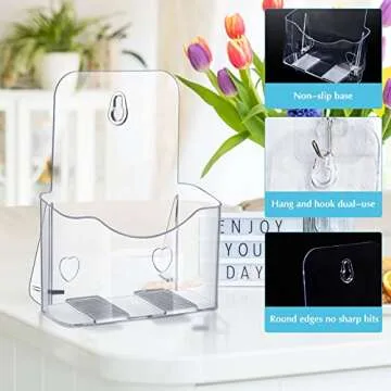 Chinco 10 Pieces 6 x 8 Inches Acrylic Brochure Holder Bulk, Clear Literature Holder Plastic Flyer Display Stand for Pamphlet Vendors Magazine Document Booklet Menu Trifold Wedding Party
