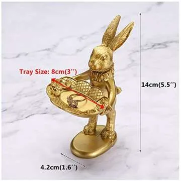 FANTESTICRYAN Bunny Jewelry Tray - Elegant Golden Figurine