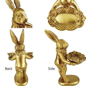 FANTESTICRYAN Bunny Jewelry Tray - Elegant Golden Figurine