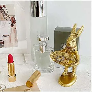 FANTESTICRYAN Bunny Jewelry Tray - Elegant Golden Figurine