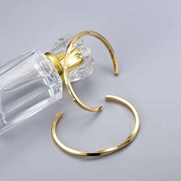 MILACOLATO 2 Pcs Gold Thin Cuff Bracelet for Him and Her 18K Gold Plated Twisted Couple Bracelets Simple Delicate Adjustable Cuff Bangle Bracelet for Women Men Couple Valentine's Day Mothers Day Gifts