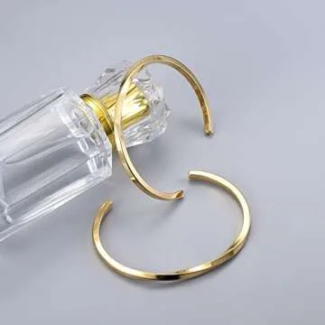 MILACOLATO 2 Pcs Gold Thin Cuff Bracelet for Him and Her 18K Gold Plated Twisted Couple Bracelets Simple Delicate Adjustable Cuff Bangle Bracelet for Women Men Couple Valentine's Day Mothers Day Gifts