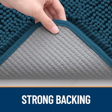 OLANLY Dog Door Mat for Muddy Paws 24x16, Absorbs Moisture and Dirt, Absorbent Non-Slip Washable Mat, Quick Dry Chenille, Mud Mat for Dogs, Entry Indoor Door Mat for Inside Floor, Atlantic Blue