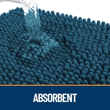 OLANLY Dog Door Mat for Muddy Paws 24x16, Absorbs Moisture and Dirt, Absorbent Non-Slip Washable Mat, Quick Dry Chenille, Mud Mat for Dogs, Entry Indoor Door Mat for Inside Floor, Atlantic Blue