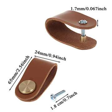 VIDELLY 6 Pieces Handmade Leather Drawer Pulls - Durable & Stylish Cabinet Handles