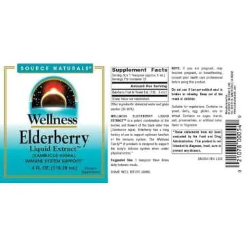 Source Naturals Wellness Elderberry Liquid Extract, for Immune System Support* - Sambucus nigra - 4 Fluid oz