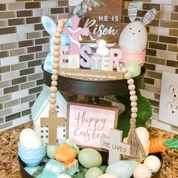 L1rabe Easter Wooden Bead Garland for Stylish Decor