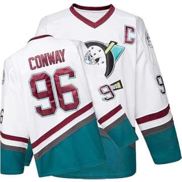 Mighty Ducks Movie Ice Hockey Jersey 96# Charlie Conway Stitched Letters and Numbers