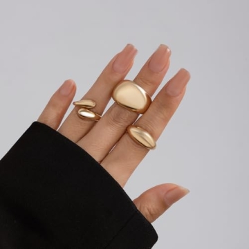 Stylish BEARJIA Chunky Gold Rings for Women