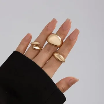Stylish BEARJIA Chunky Gold Rings for Women
