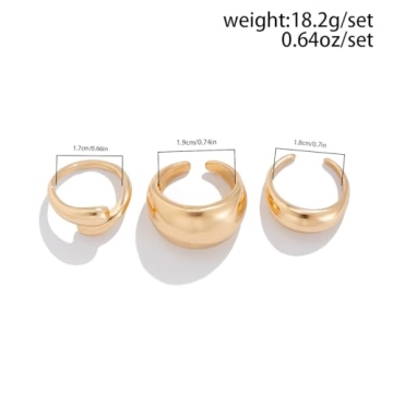 Stylish BEARJIA Chunky Gold Rings for Women