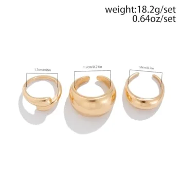 Stylish BEARJIA Chunky Gold Rings for Women