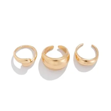 Stylish BEARJIA Chunky Gold Rings for Women