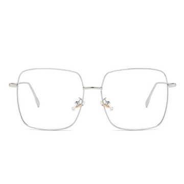 Dollger Vintage Square Blue Light Blocking Glasses - Retro Silver Frame for Eye Protection