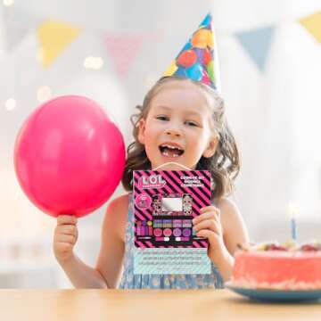 L.O.L. Surprise! Cosmetic Compact Set Includes Mirror, 14 Lip glosses, 8 Eye Shadow, 4 Blushes & 4 Brushes Colorful Portable Foldable Makeup Beauty Kit for Girls, Townley Girl