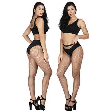 Womens Fishnet Stockings High Waist Tights Thigh High Stocking Mesh Pantyhose (M/Small Gride,1 Pair)